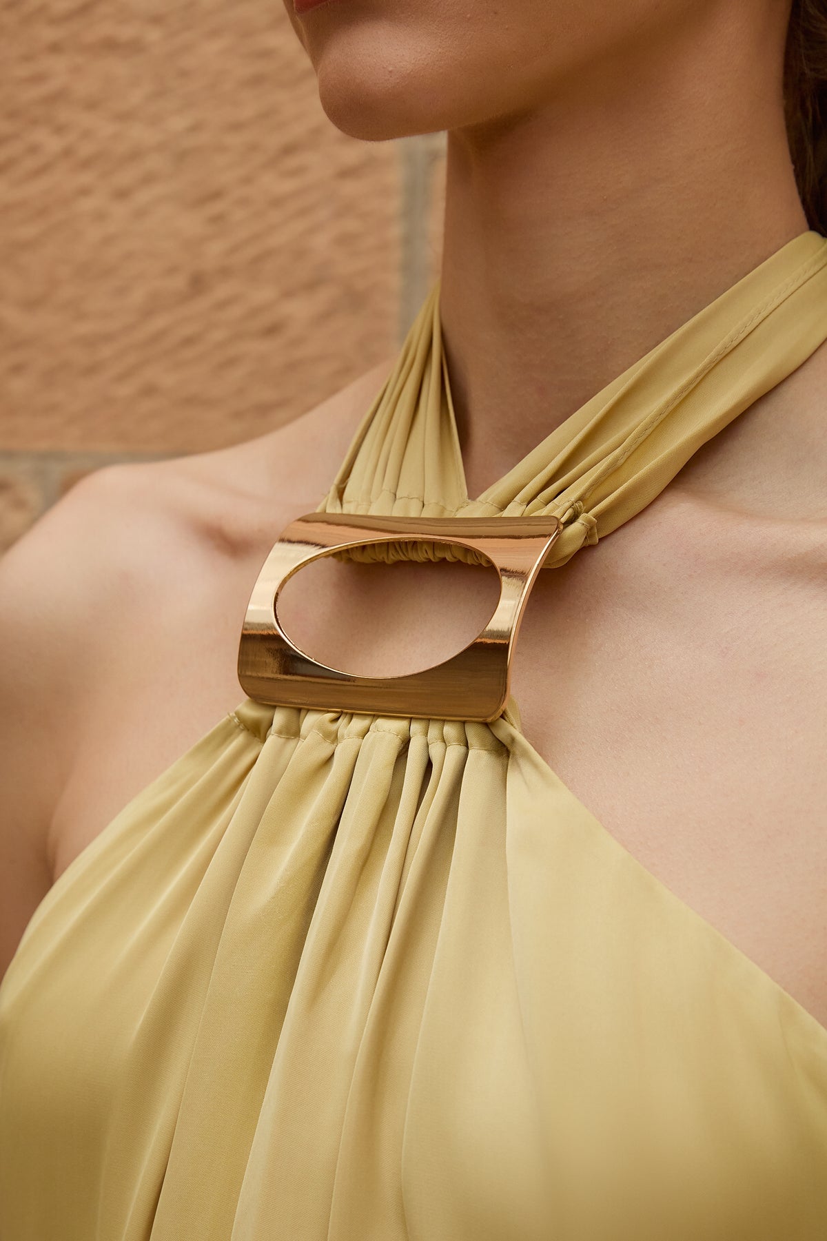 The Golden Yellow Halter Midi Dress