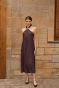 The Chocolate Brown Halter Midi Dress